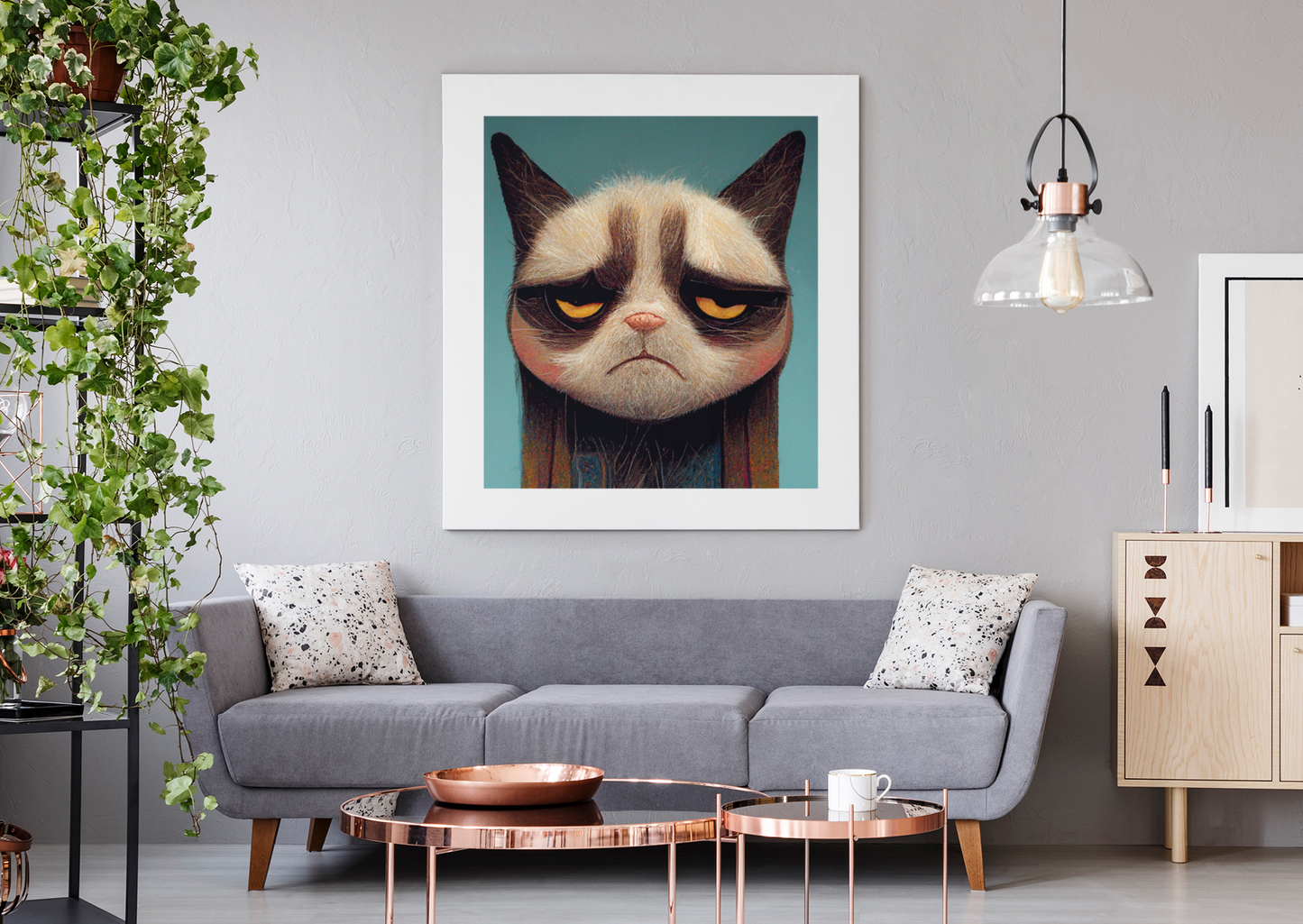 Kunst Gemälde mürrische Katze -Grumpy Cat - Vincent van AI