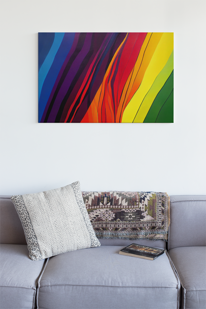 Kunst abstraktes Gemälde bunte Streifen - Rainbow - Vincent van AI