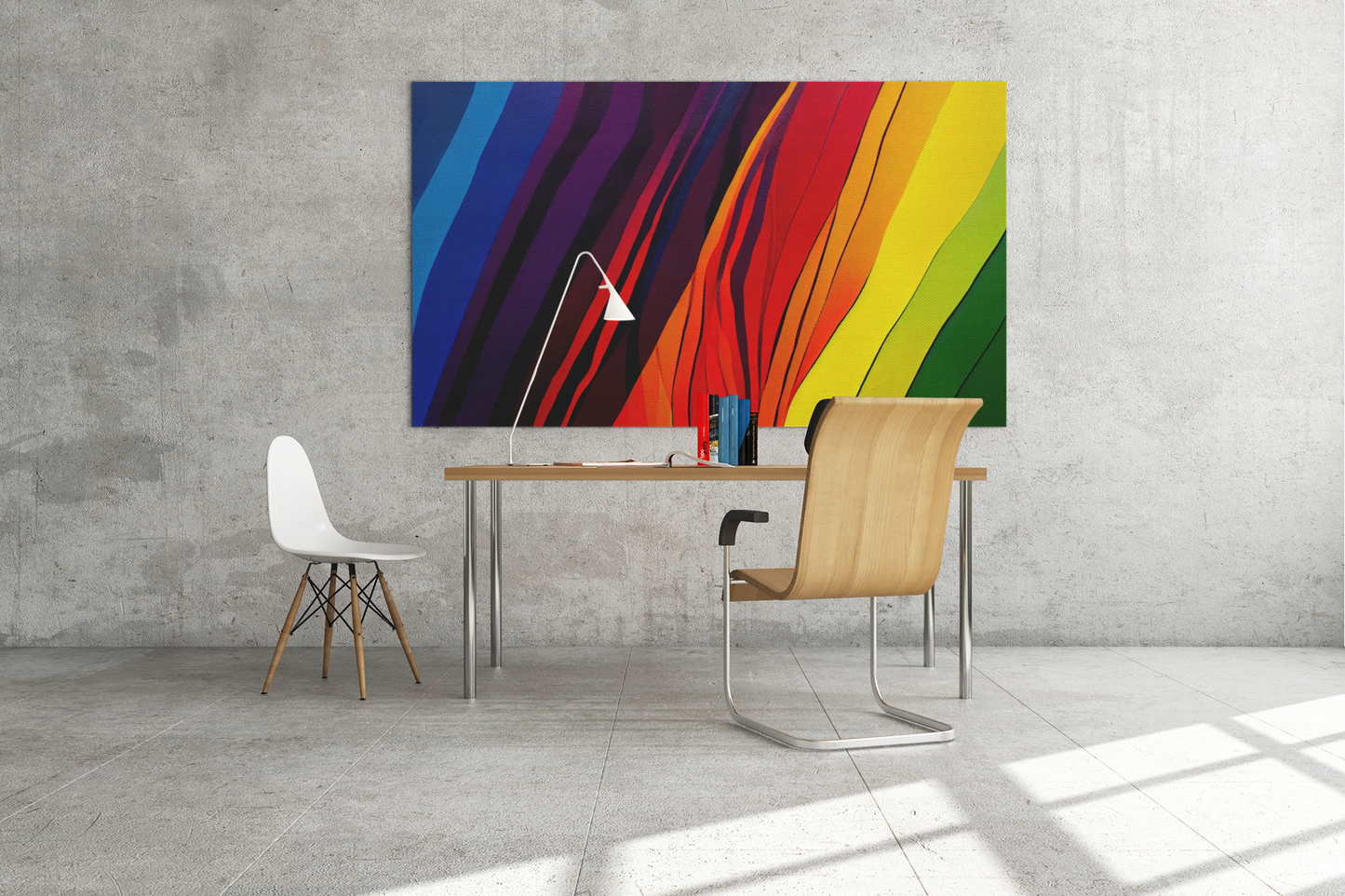 Kunst abstraktes Gemälde bunte Streifen - Rainbow - Vincent van AI