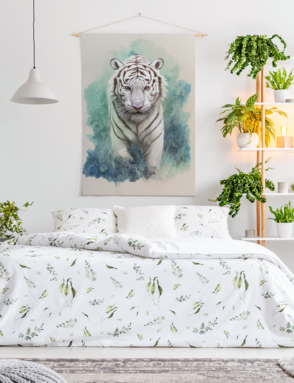 Kunst Aquarell Gemälde eines weißen Tigers - White Tiger - Vincent van AI